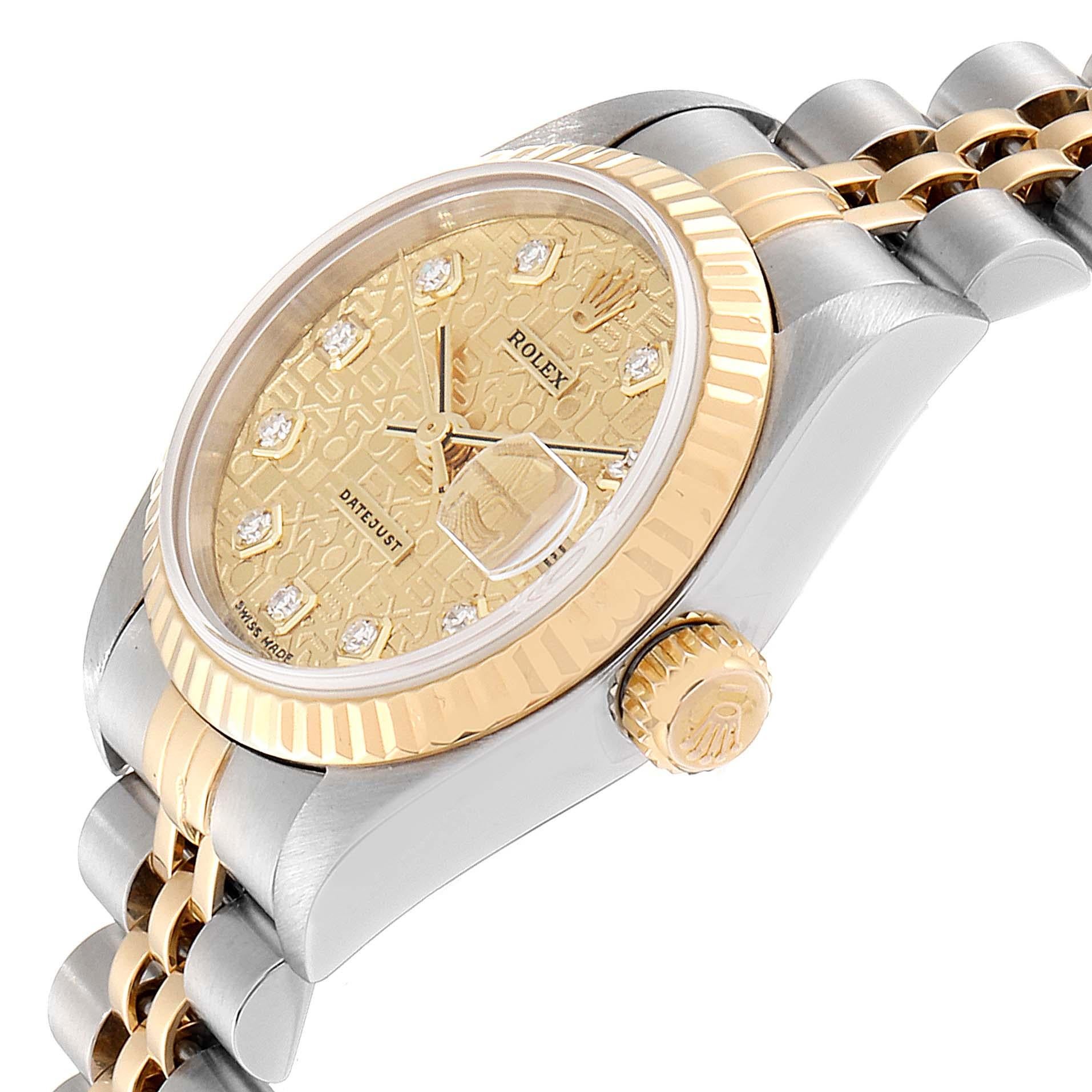 Rolex Datejust Steel Yellow Gold Jubilee Diamond Dial Ladies Watch 79173 In Excellent Condition For Sale In Atlanta, GA
