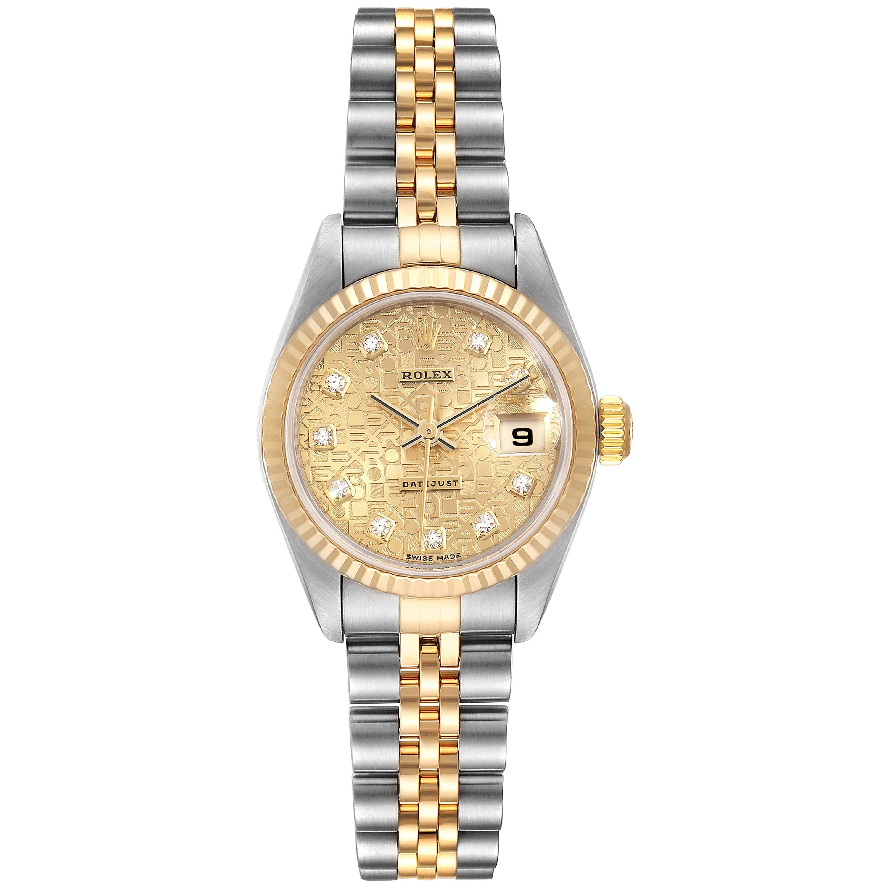 Rolex Datejust Steel Yellow Gold Jubilee Diamond Dial Ladies Watch 79173 For Sale