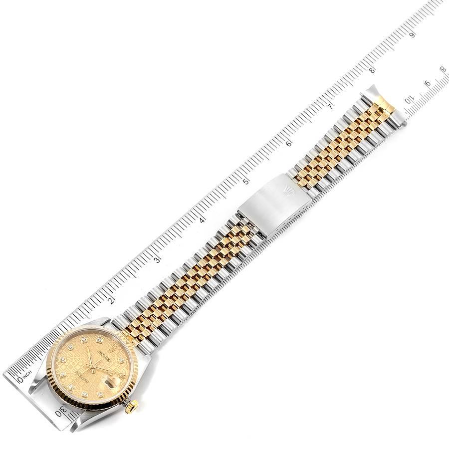 Rolex Datejust Steel Yellow Gold Jubilee Diamond Dial Men's Watch 16233 For Sale 4