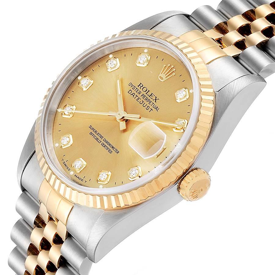 Rolex Datejust Steel Yellow Gold Jubilee Diamond Dial Men’s Watch 16233 For Sale 1