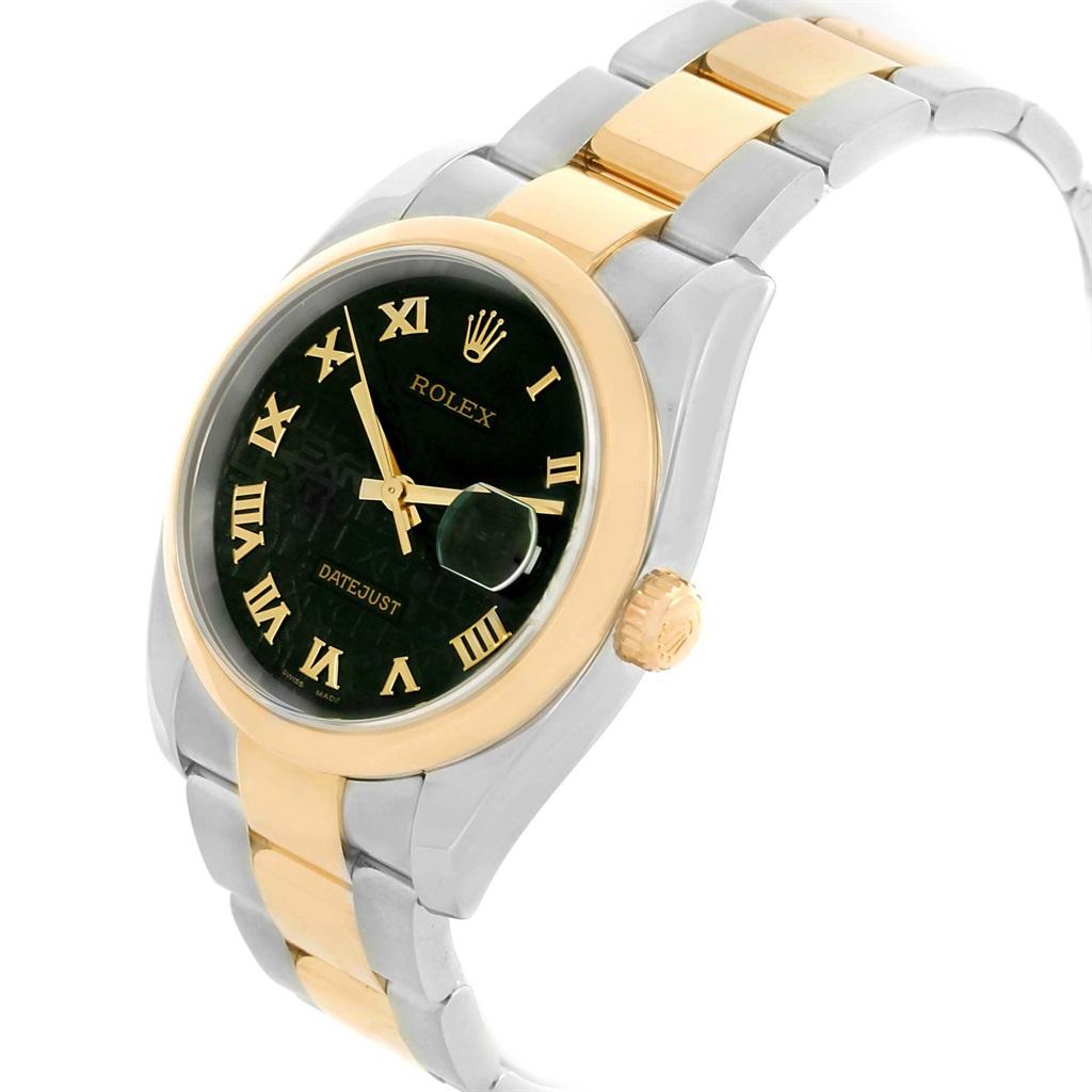 Rolex Datejust Steel Yellow Gold Jubilee Roman Dial Men's Watch 116203 In Excellent Condition For Sale In Atlanta, GA