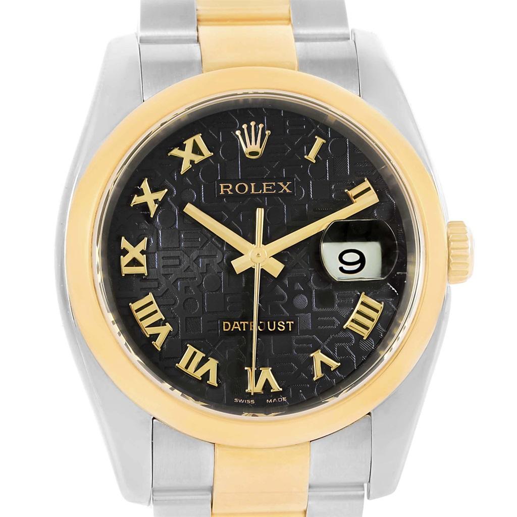 Rolex Datejust Steel Yellow Gold Jubilee Roman Dial Men's Watch 116203 For Sale 4