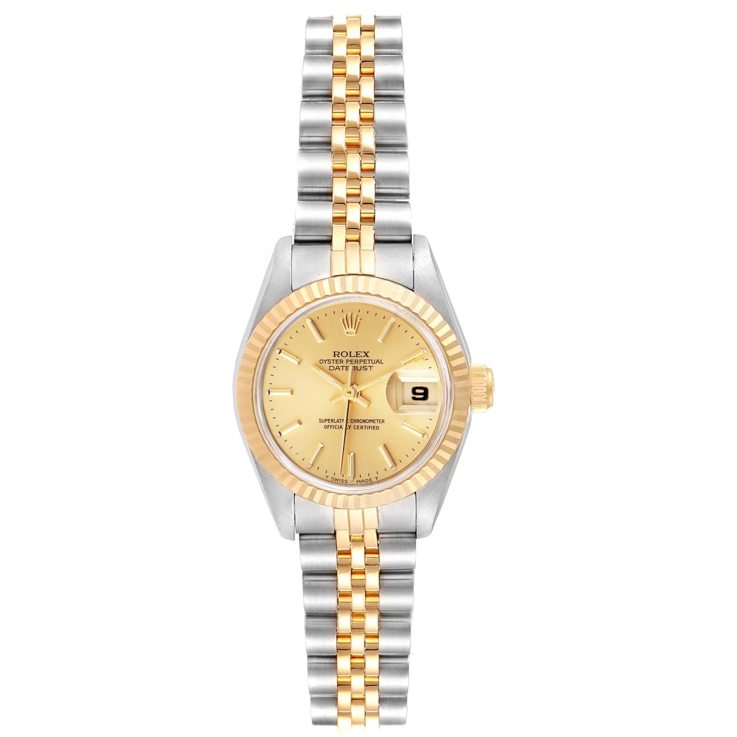 Rolex Datejust Steel Yellow Gold Ladies Watch 69173 Box Papers For Sale At 1stdibs