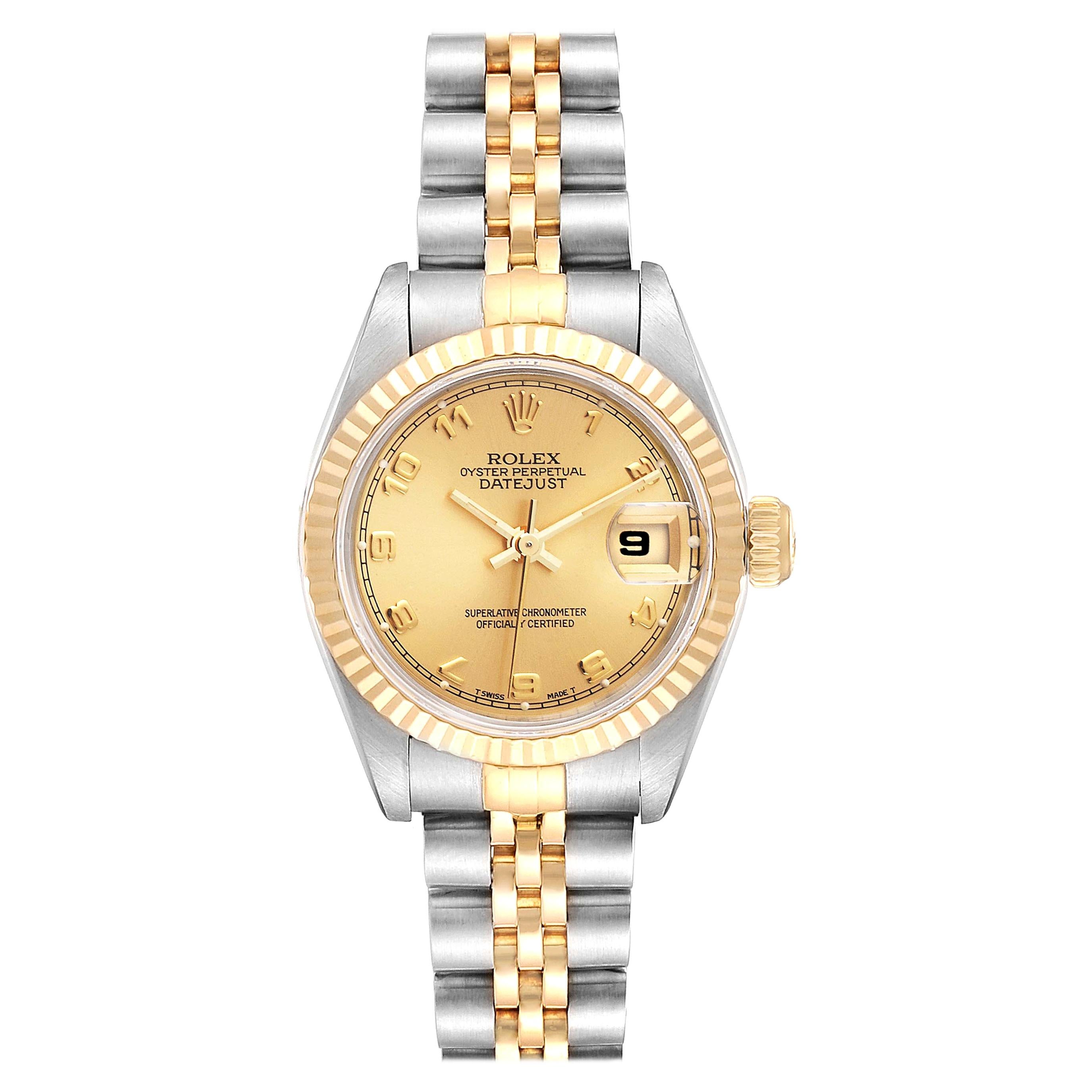 Rolex Datejust Steel Yellow Gold Ladies Watch 69173 Box Papers For Sale