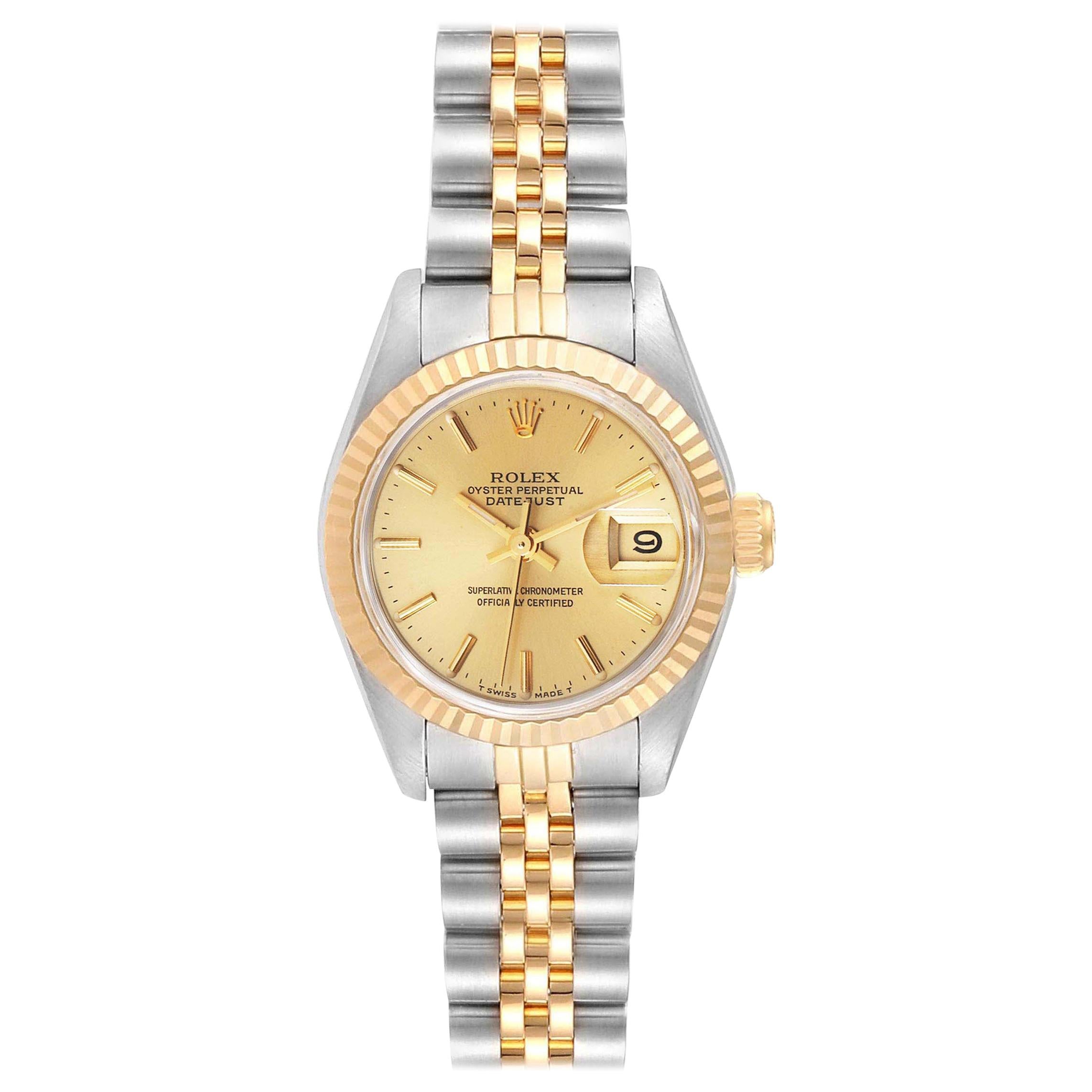 Rolex Datejust Steel Yellow Gold Ladies Watch 69173 Box Papers For Sale