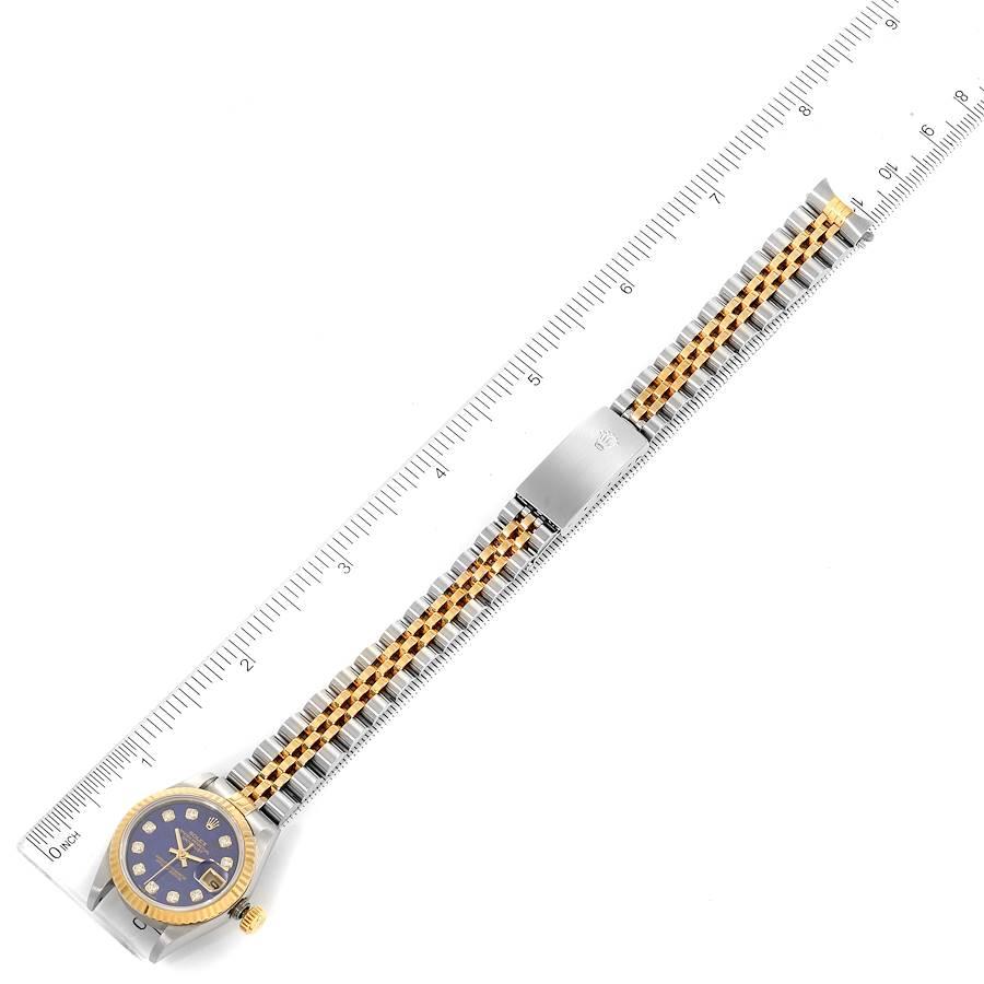 Rolex Datejust Steel Yellow Gold Lapis Diamond Dial Watch 69173 Box Papers 4
