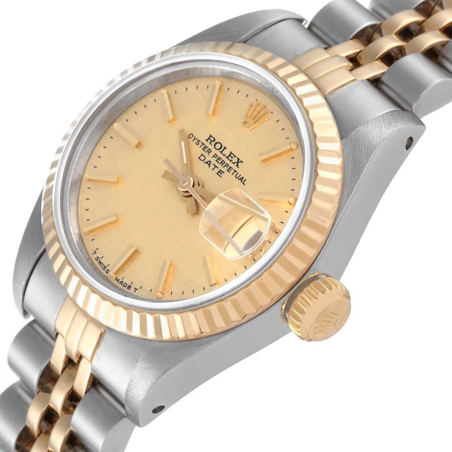 Women's Rolex Datejust Steel Yellow Gold Linen Dial Ladies Watch 69173
