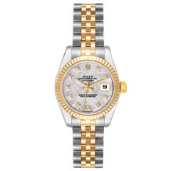 Rolex Datejust Steel Yellow Gold Meteorite Diamond Dial Ladies Watch 179173