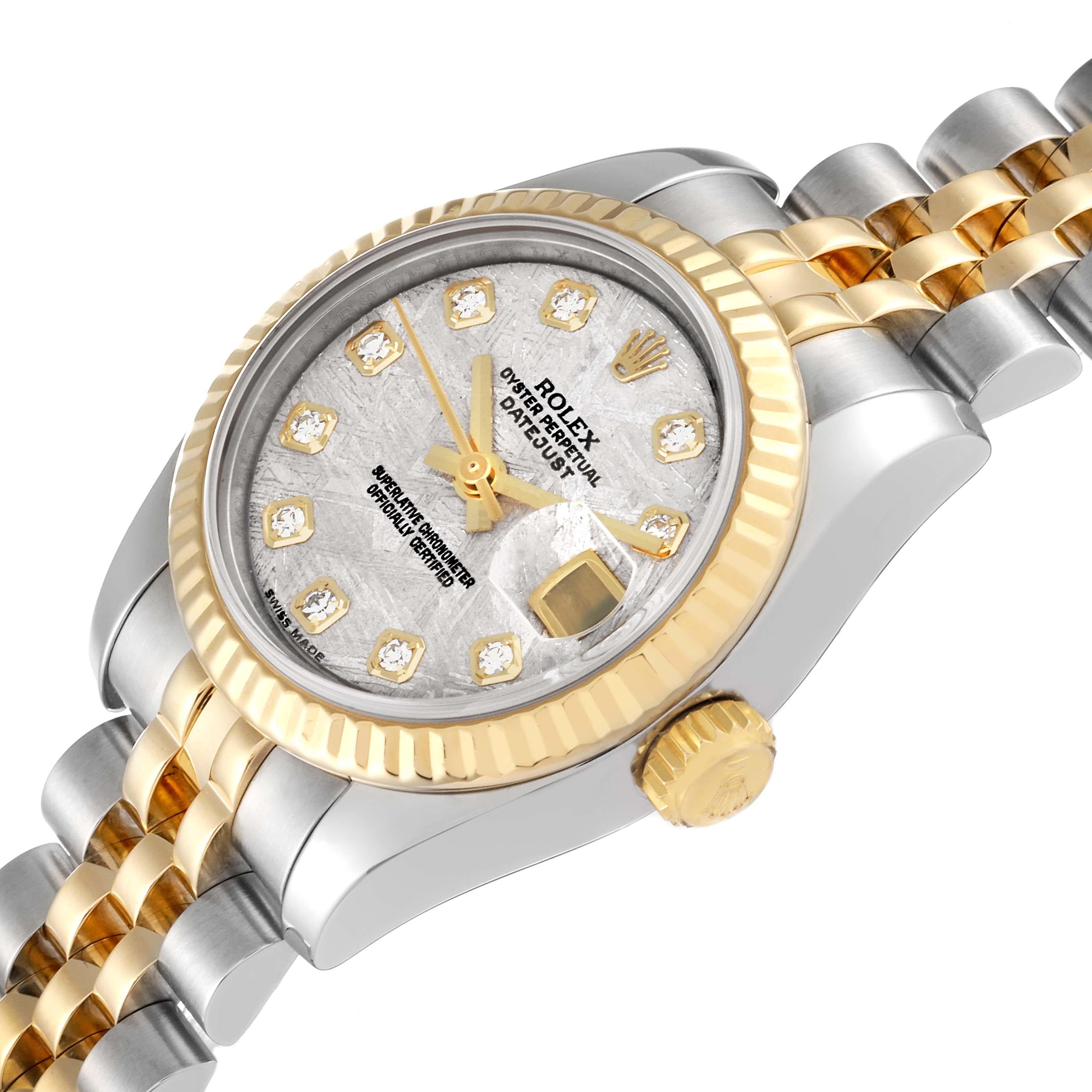 Rolex Datejust Steel Yellow Gold Meteorite Diamond Dial Ladies Watch 179173 In Excellent Condition In Atlanta, GA