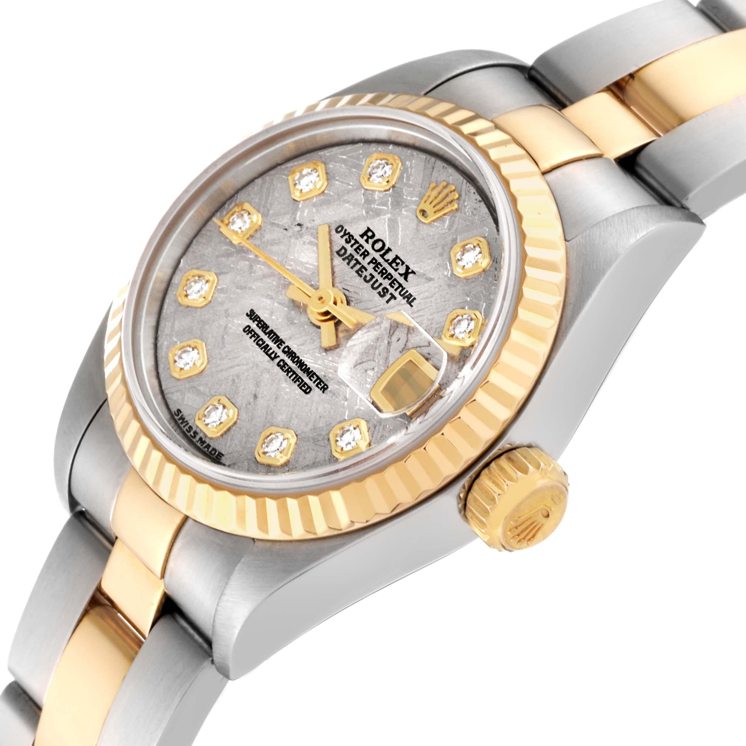 Rolex Datejust Steel Yellow Gold Meteorite Diamond Dial Ladies Watch 79173 For Sale 2