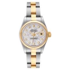 Rolex Montre Datejust en acier, or jaune, météorite avec cadran en diamant 79173