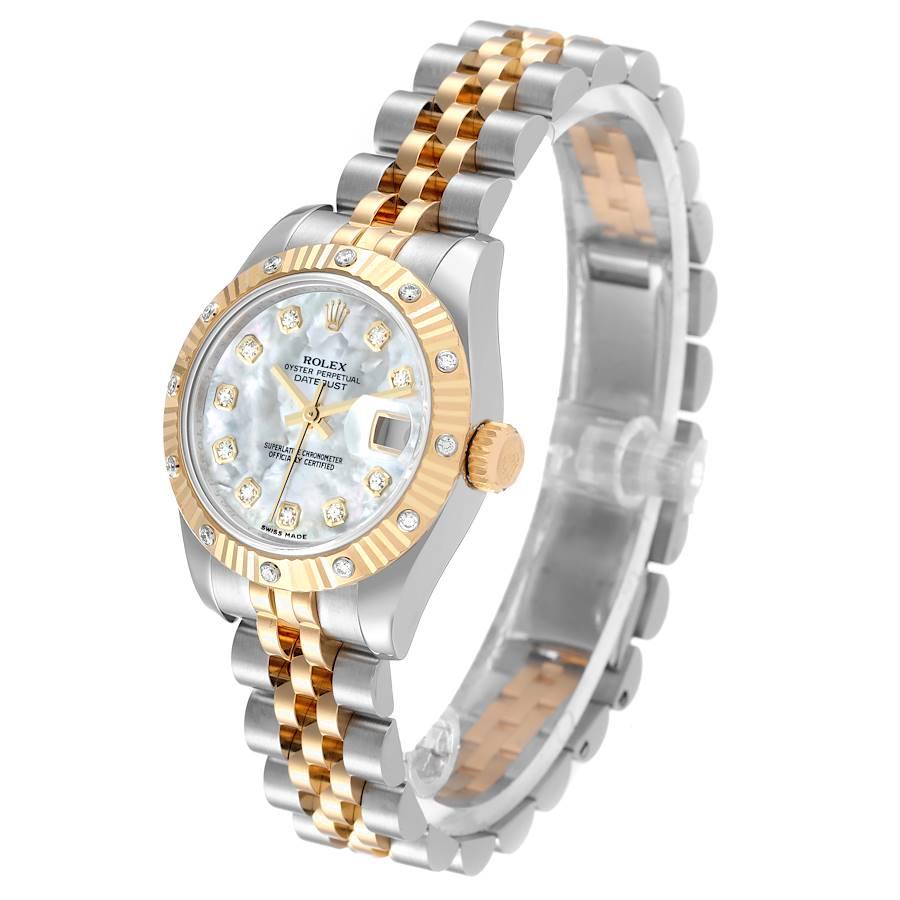 Rolex Datejust Edelstahl Gelbgold MOP Zifferblatt Diamant Damenuhr 179313 Box Card 1
