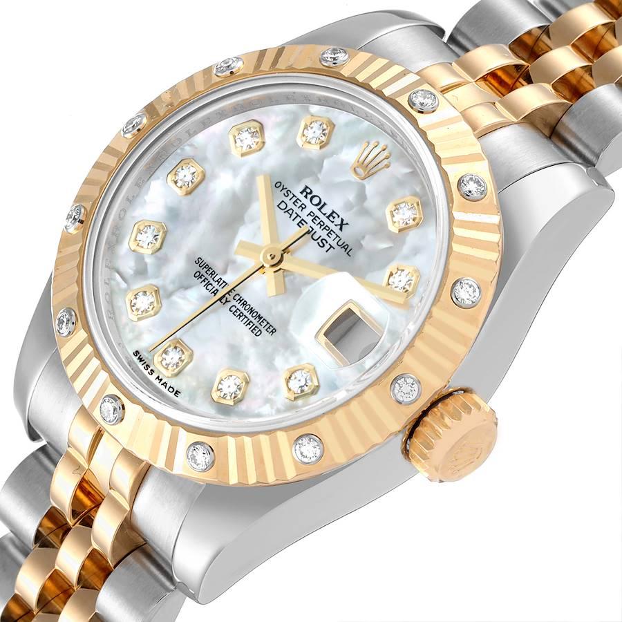 Rolex Datejust Edelstahl Gelbgold MOP Zifferblatt Diamant Damenuhr 179313 Box Card 2