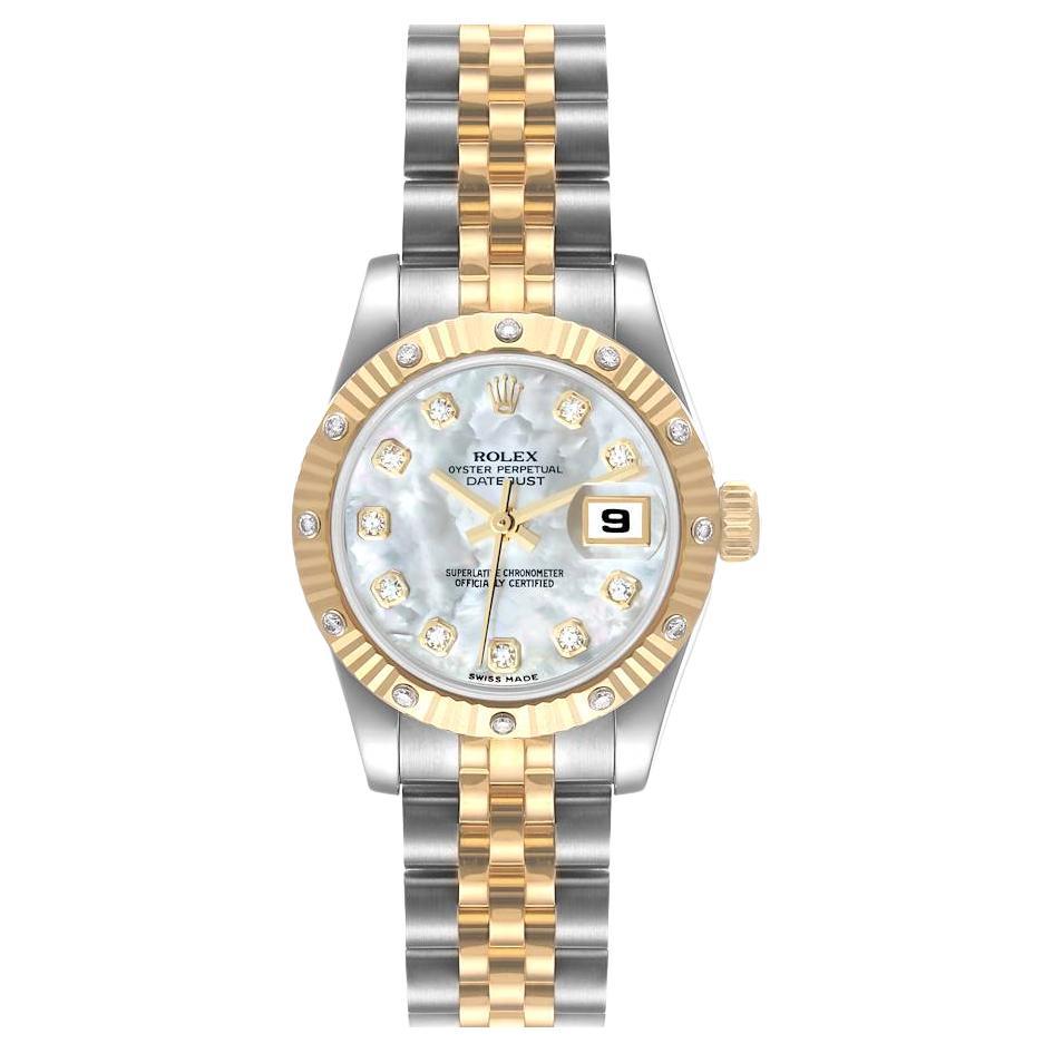 Rolex Datejust Edelstahl Gelbgold MOP Zifferblatt Diamant Damenuhr 179313 Box Card