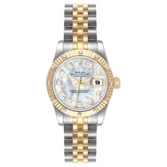 Rolex Datejust Edelstahl Gelbgold MOP Zifferblatt Diamant Damenuhr 179313 Box Card