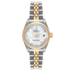 Rolex Datejust Steel Yellow Gold MOP Dial Fluted Bezel Ladies Watch 69173