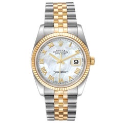 Rolex Datejust Steel Yellow Gold MOP Dial Mens Watch 116233 Box Papers