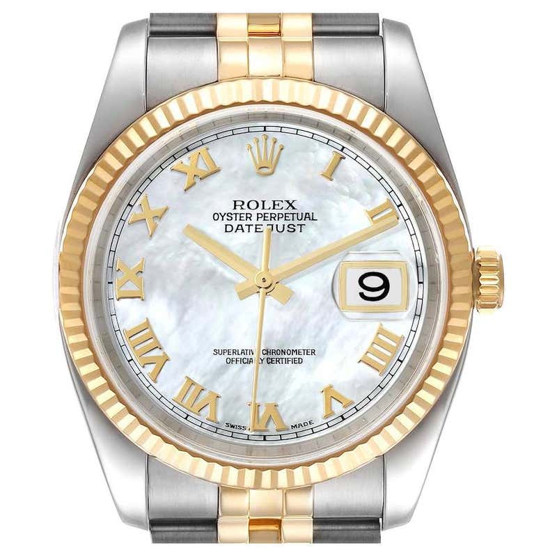 Map. Dial Rolex Datejust Steel Yellow Gold MOP Dial Mens Watch 116233 Box Papers ...