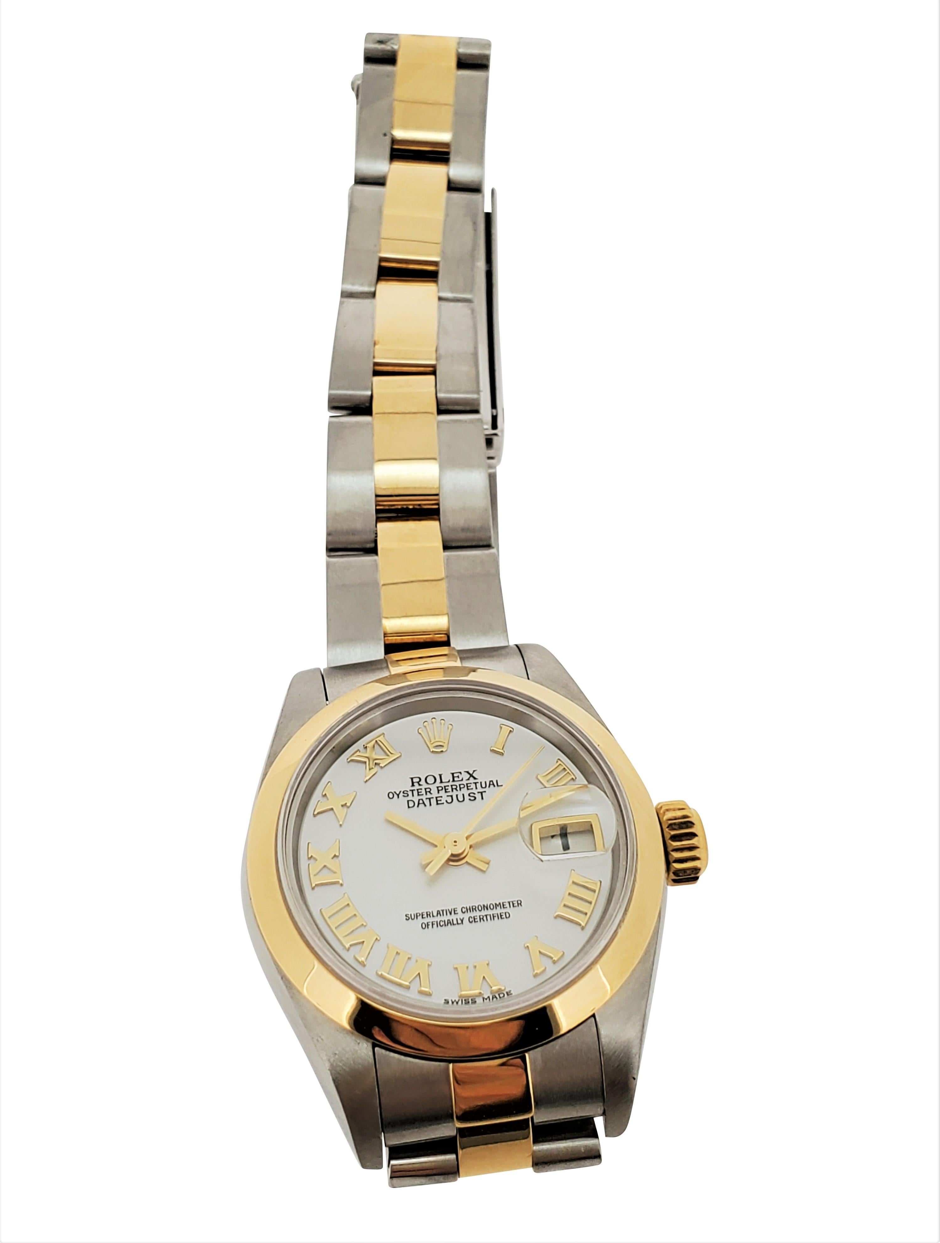 Rolex Montre Datejust pour femme en acier et or jaune avec cadran MOP et bracelet Oyster n° 79163 6