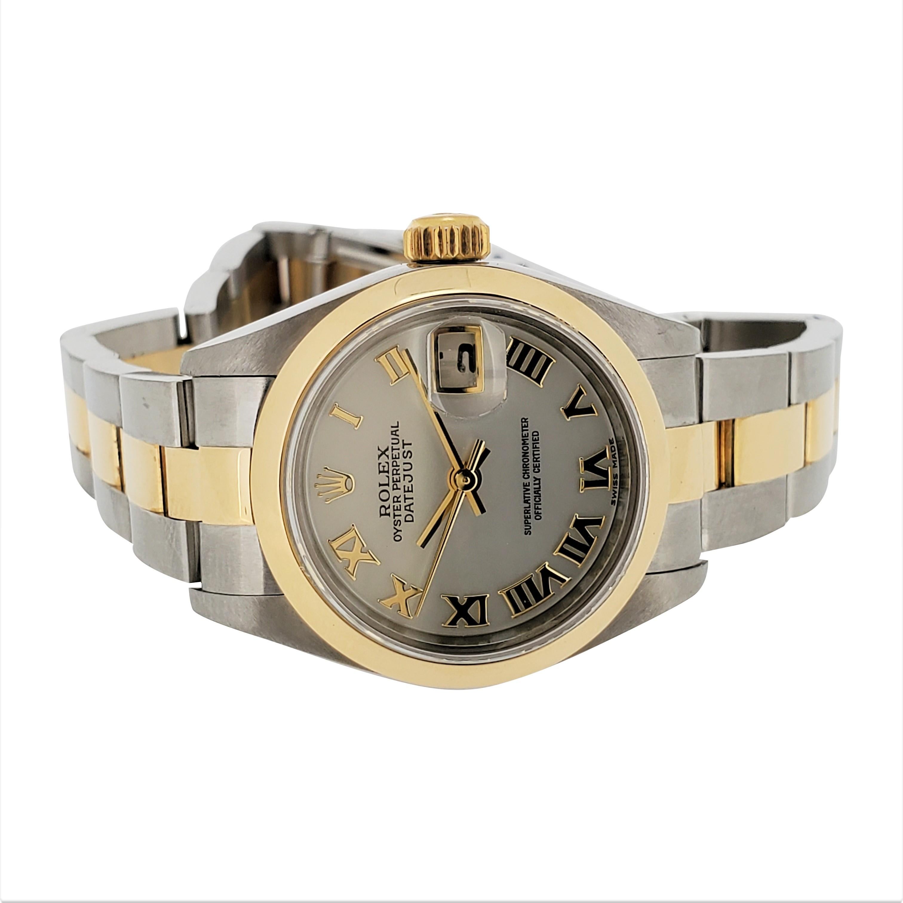 Rolex Montre Datejust pour femme en acier et or jaune avec cadran MOP et bracelet Oyster n° 79163 7
