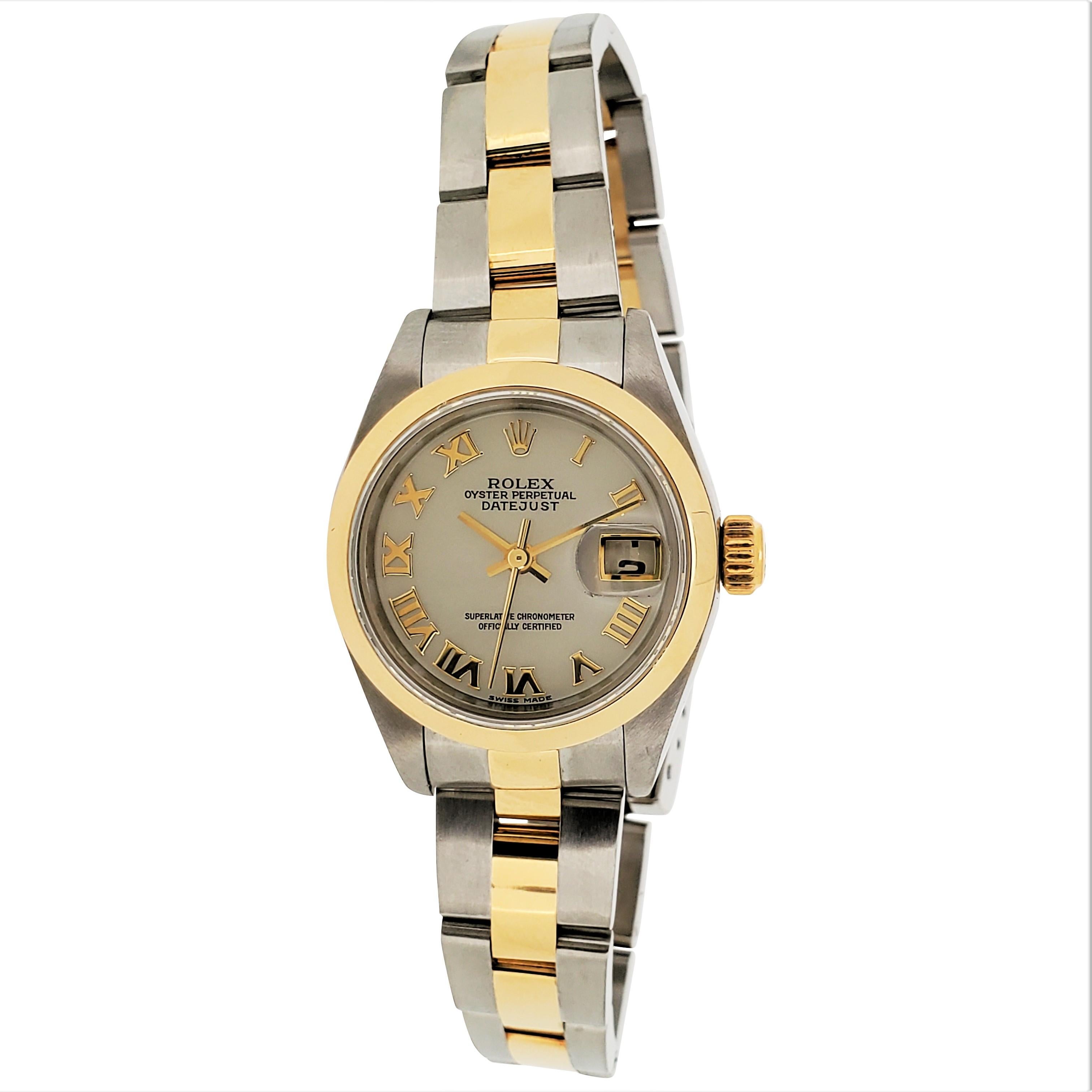 Rolex Montre Datejust pour femme en acier et or jaune avec cadran MOP et bracelet Oyster n° 79163 3