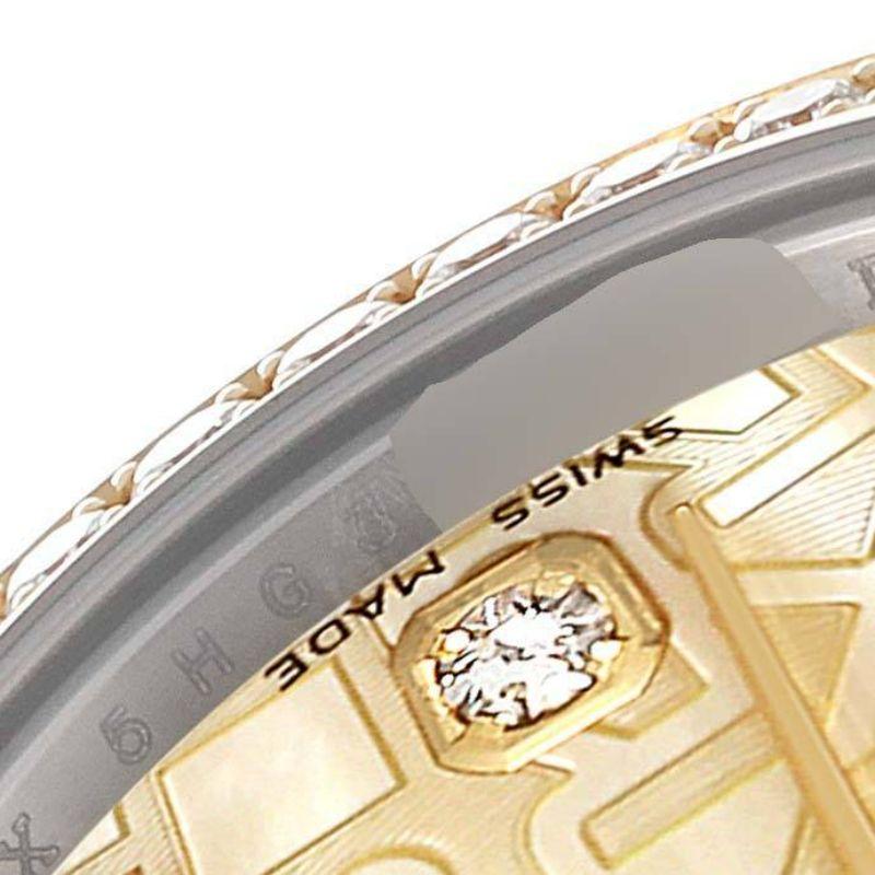 Rolex Datejust Steel Yellow Gold MOP Diamond Bezel Ladies Watch 179383 Box Card In Excellent Condition For Sale In Atlanta, GA