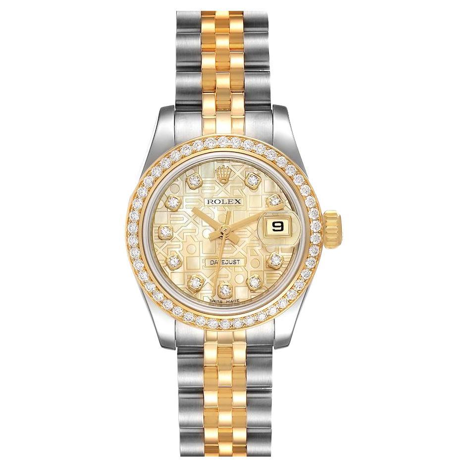 Rolex Datejust Steel Yellow Gold MOP Diamond Bezel Ladies Watch 179383 Box Card