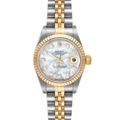 Rolex Datejust Steel Yellow Gold MOP Diamond Dial Ladies Watch 79173 Box Papers