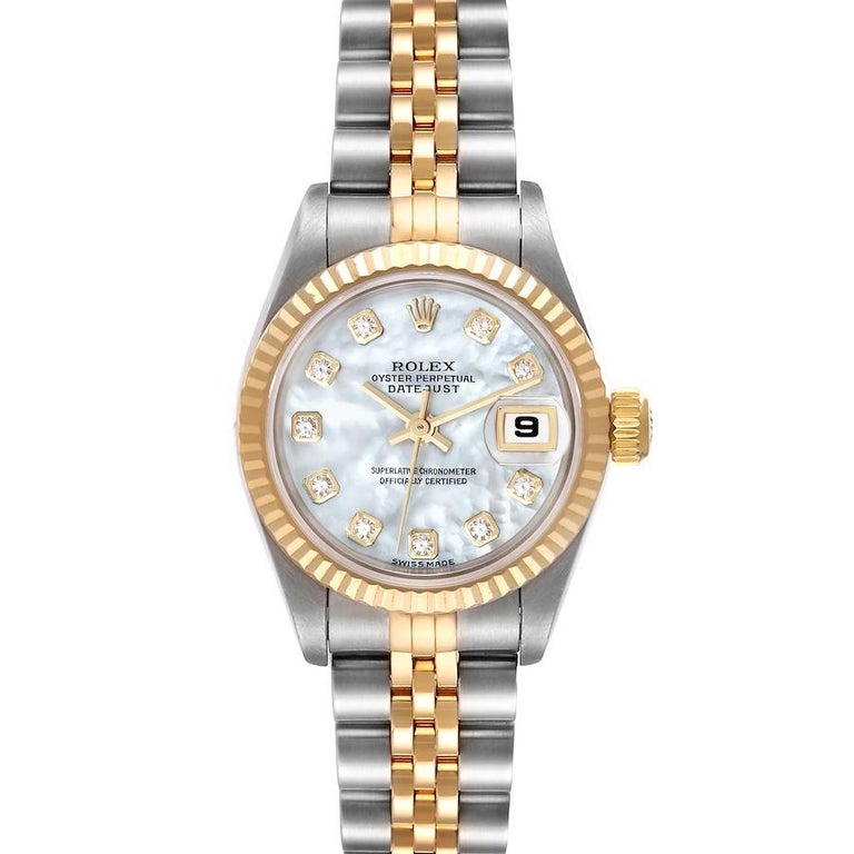 Rolex Datejust Steel Yellow Gold MOP Diamond Dial Ladies Watch 79173 ...