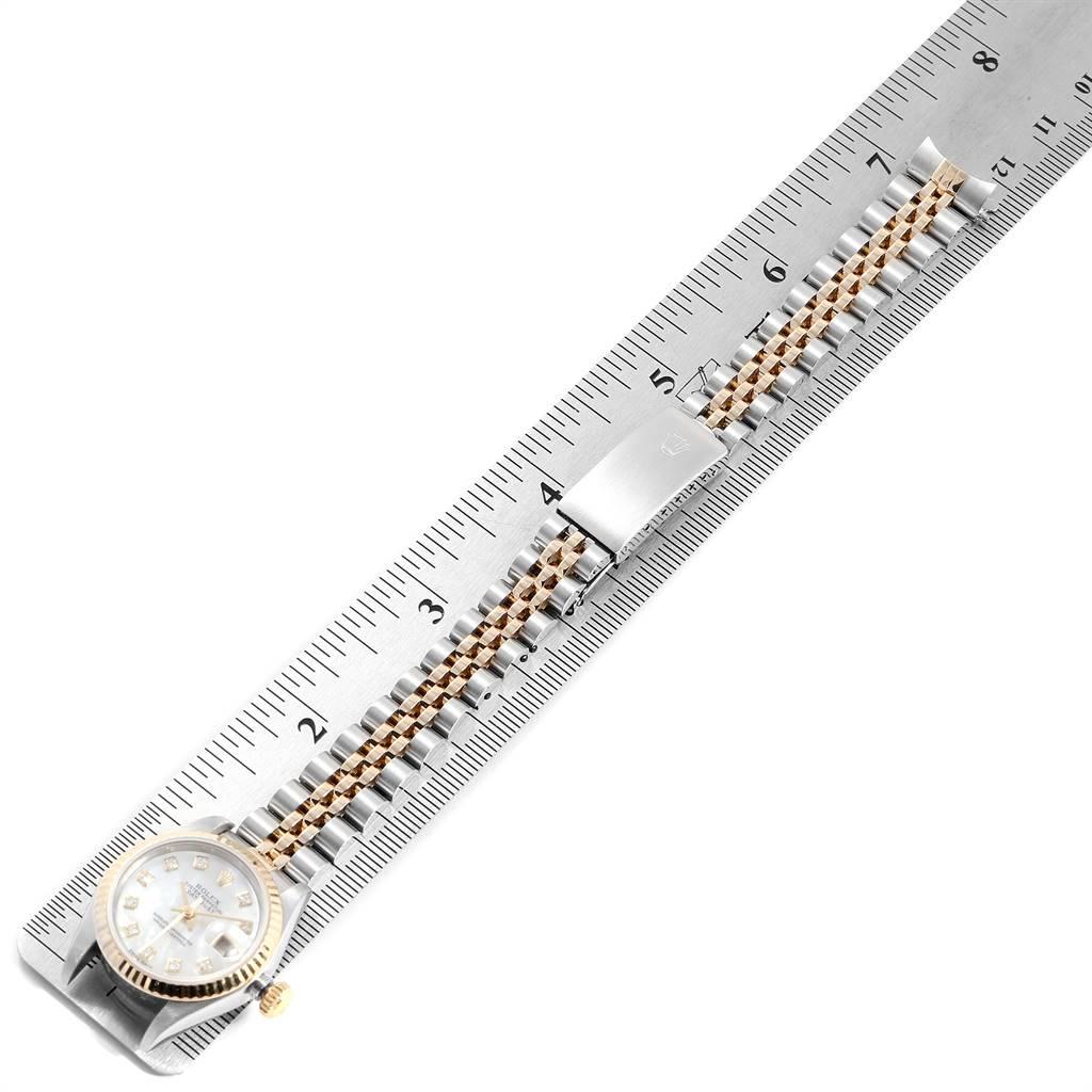 Rolex Datejust Steel Yellow Gold Mother of Pearl Diamond Dial Ladies Watch 79173 For Sale 6