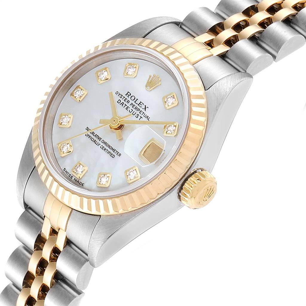 Rolex Datejust Steel Yellow Gold Mother of Pearl Diamond Dial Ladies Watch 79173 For Sale 1