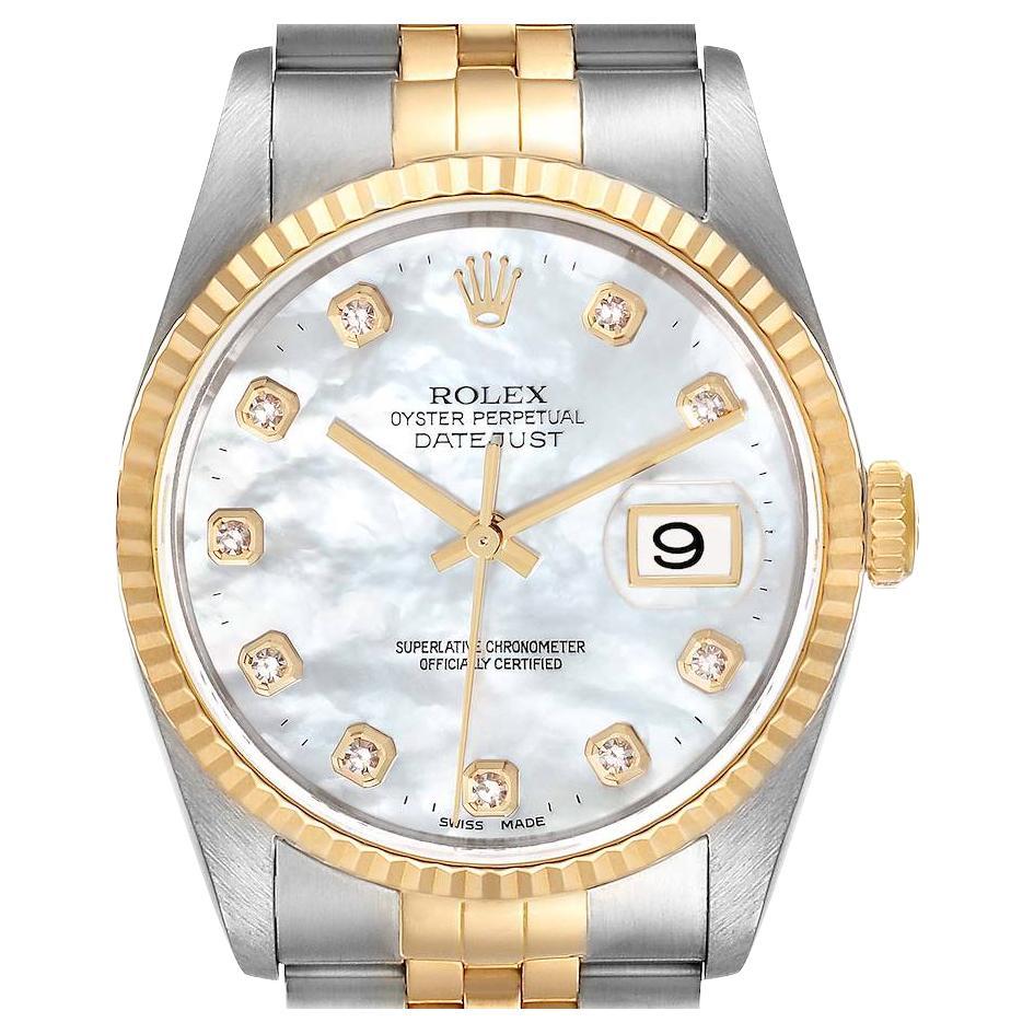 Rolex Datejust 36 Steel Yellow Gold MOP Diamond Dial Ladies Watch ...