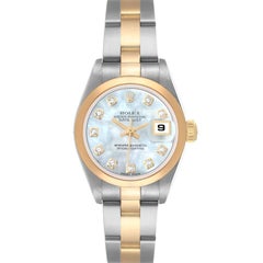 Rolex Datejust Steel Yellow Gold Mother of Pearl Diamond Ladies Watch 79163