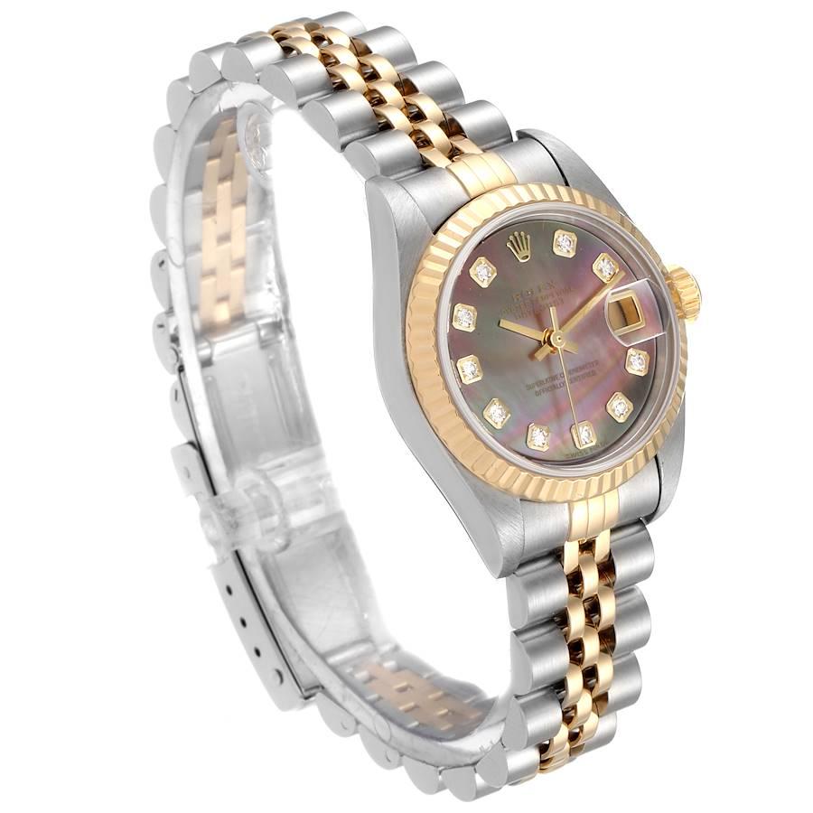 Rolex Datejust Steel Yellow Gold MOP Diamond Ladies Watch 79173 In Excellent Condition For Sale In Atlanta, GA