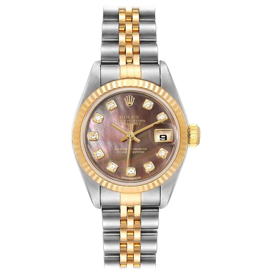 Rolex Datejust Steel Yellow Gold MOP Diamond Ladies Watch 79173 For Sale