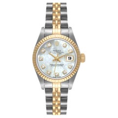 Rolex Datejust Steel Yellow Gold MOP Diamond Ladies Watch 79173