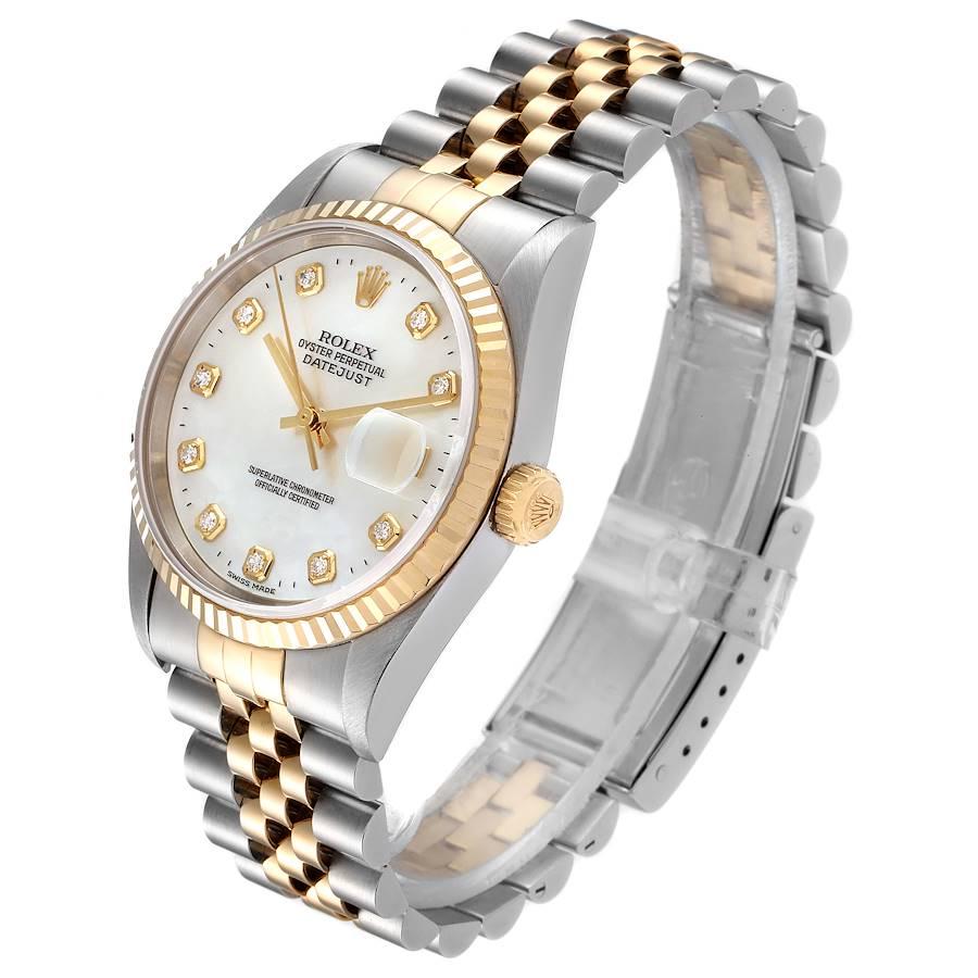 Men's Rolex Datejust Steel Yellow Gold MOP Diamond Mens Watch 16233