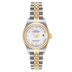 Rolex Datejust Steel Yellow Gold MOP Roman Dial Ladies Watch 69173