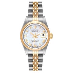 Rolex Datejust Steel Yellow Gold MOP Roman Dial Ladies Watch 69173