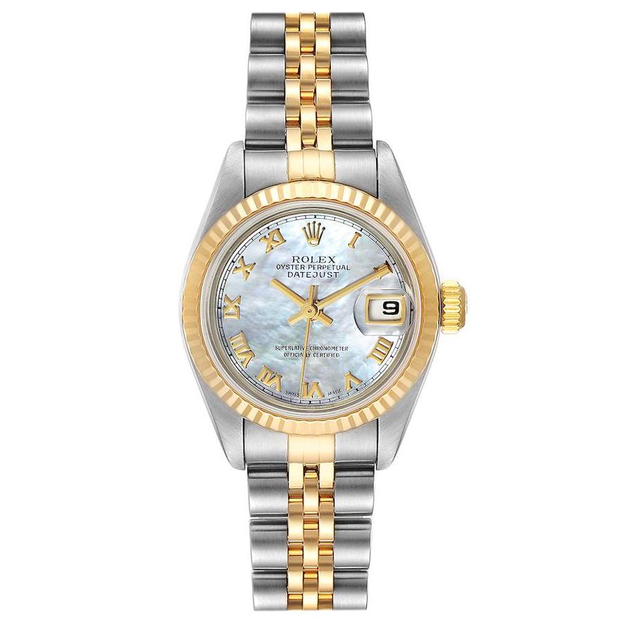 Rolex Datejust Steel Yellow Gold MOP Roman Dial Ladies Watch 79173