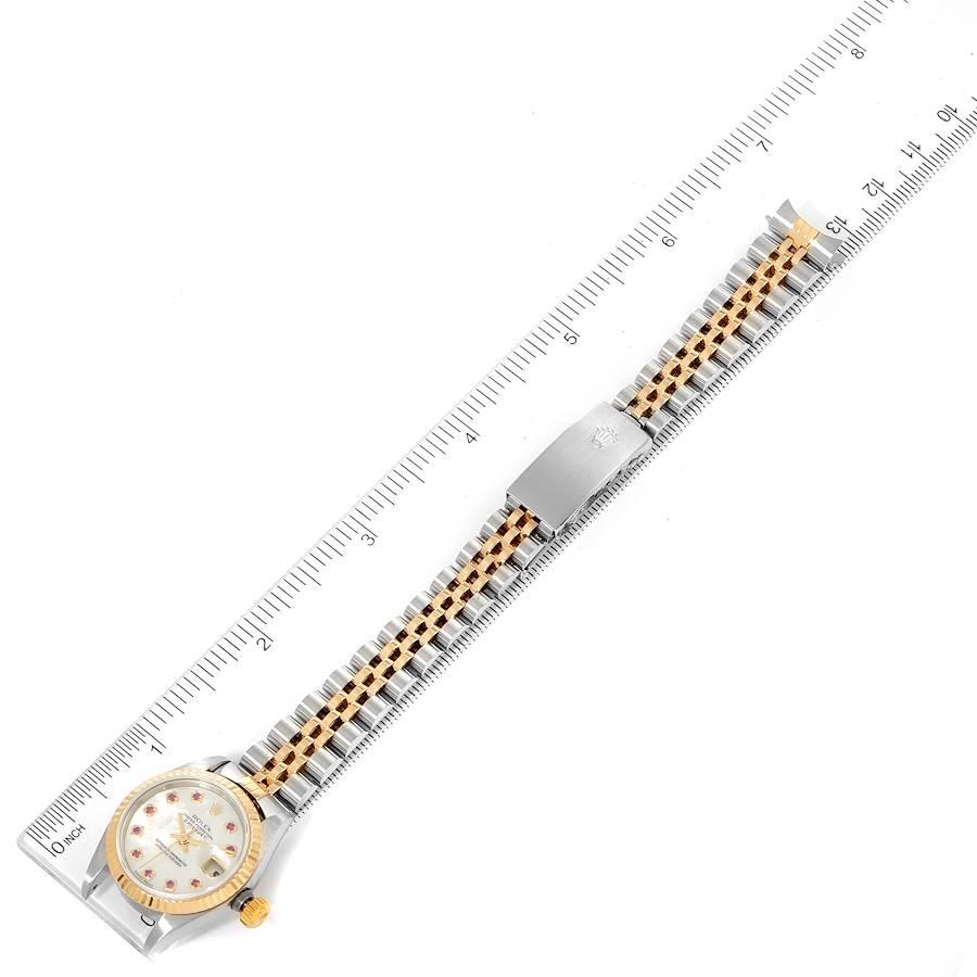 Rolex Datejust Steel Yellow Gold MOP Ruby Dial Ladies Watch 79173 4