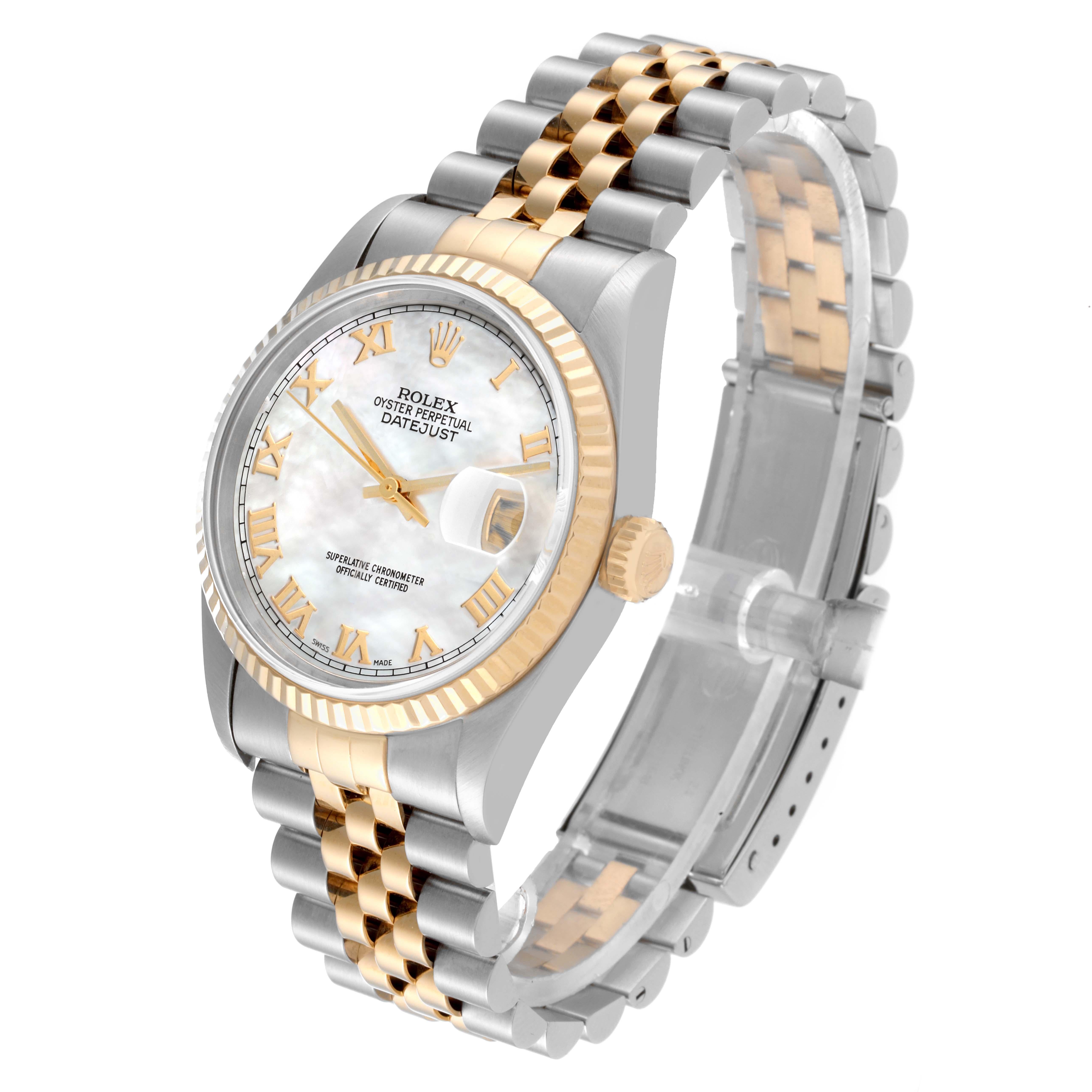 Men's Rolex Datejust Steel Yellow Gold Mother Of Pearl Dial Mens Watch 16233 For Sale