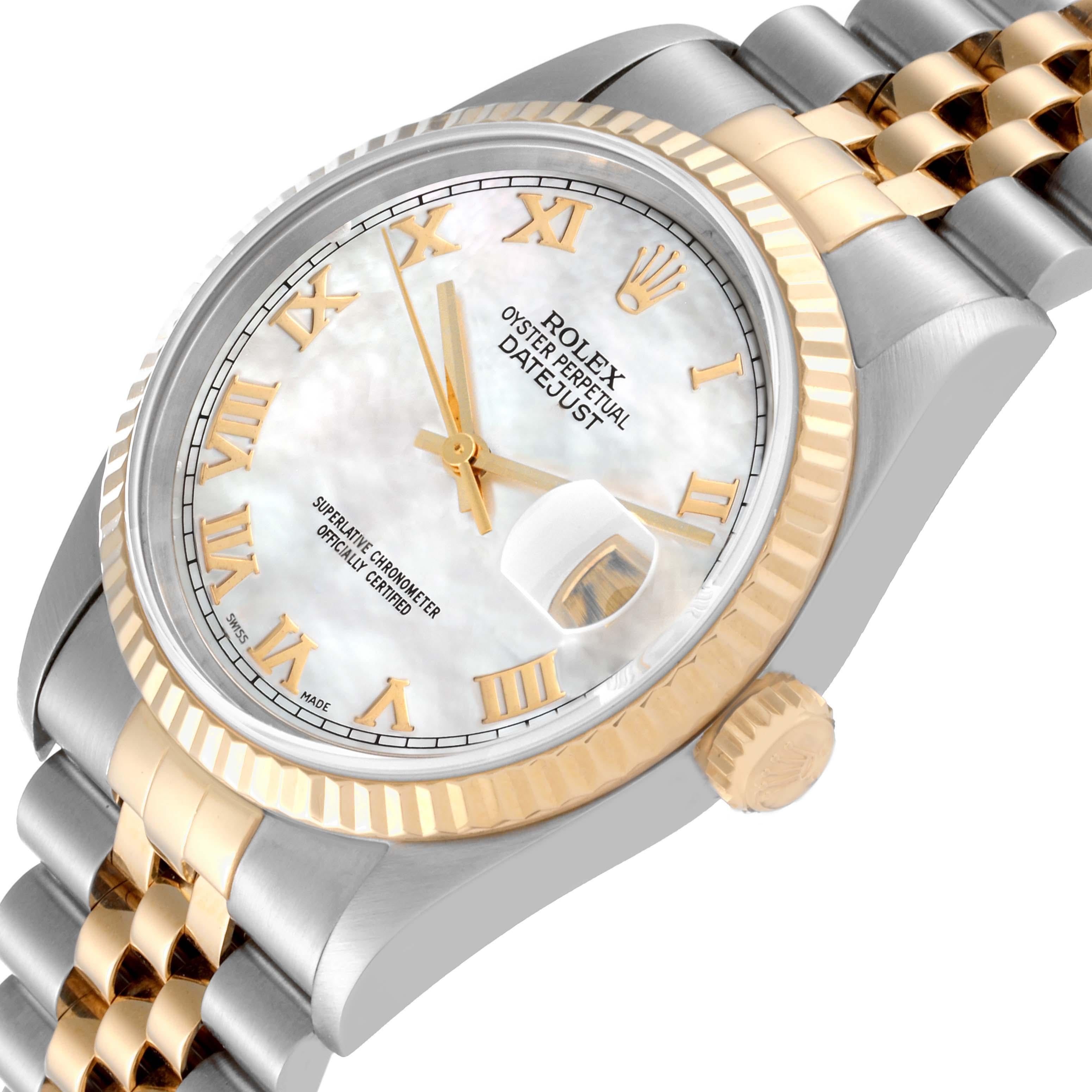Rolex Datejust Steel Yellow Gold Mother Of Pearl Dial Mens Watch 16233 For Sale 1