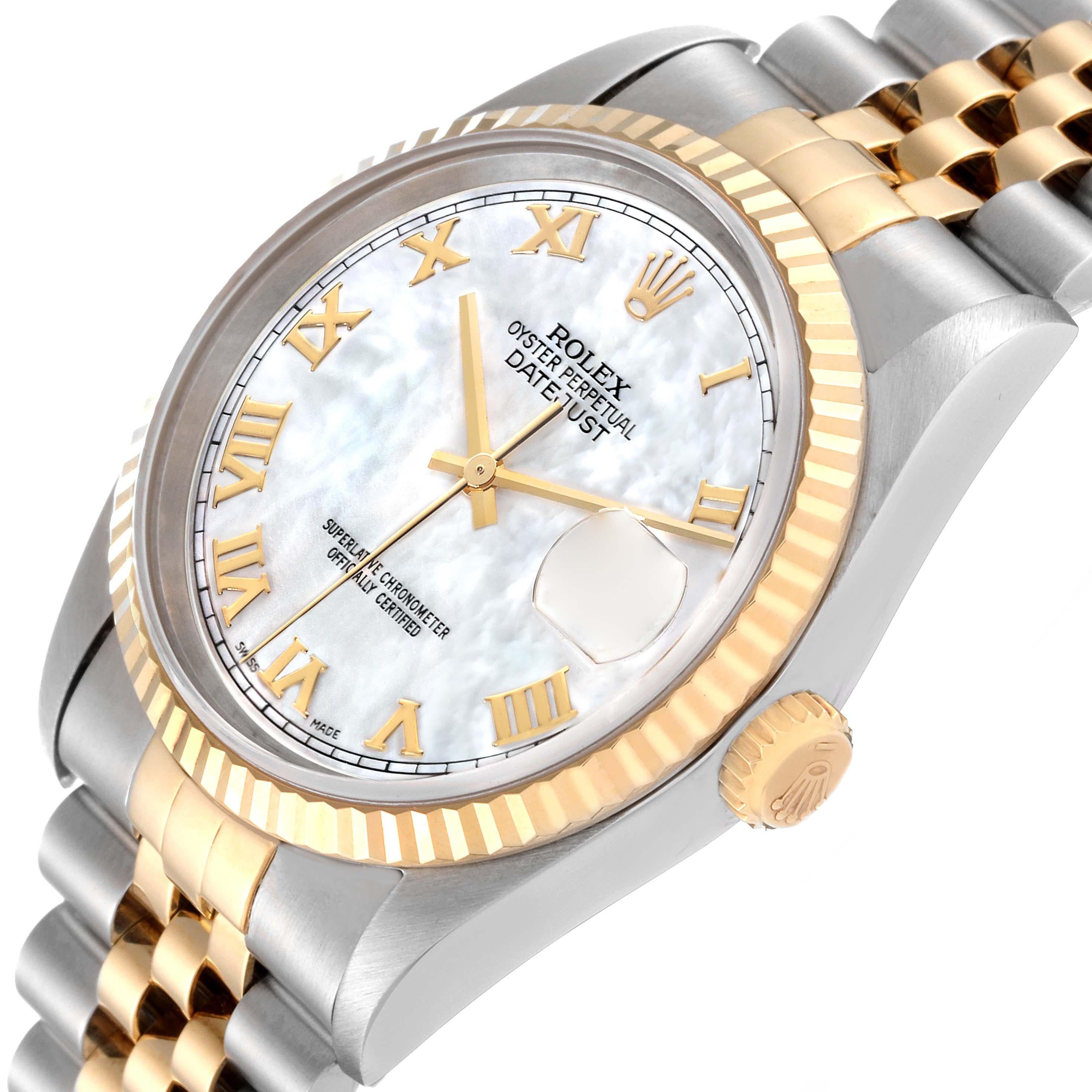 Rolex Datejust Steel Yellow Gold Mother of Pearl Dial Mens Watch 16233 1