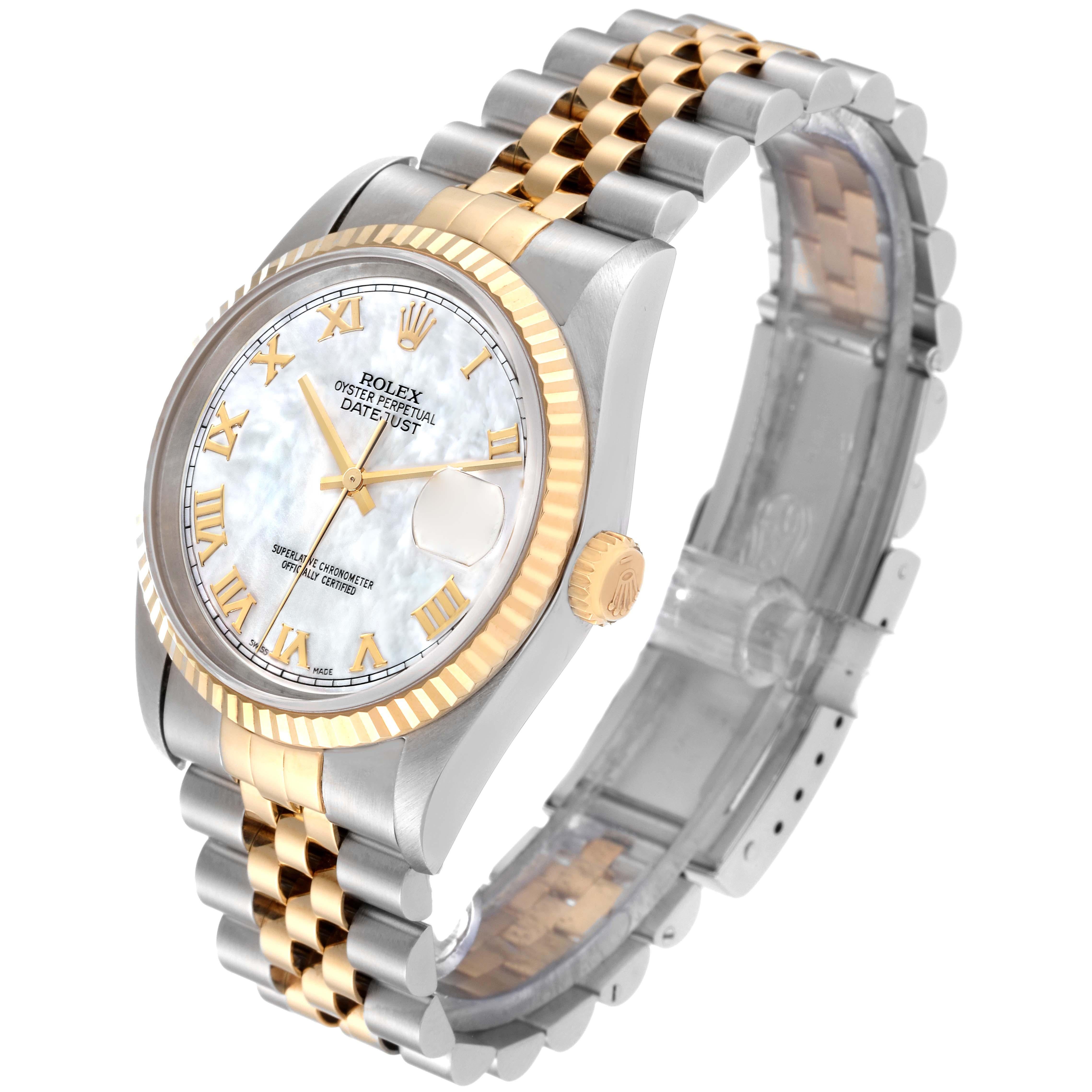 Rolex Datejust Steel Yellow Gold Mother of Pearl Dial Mens Watch 16233 3