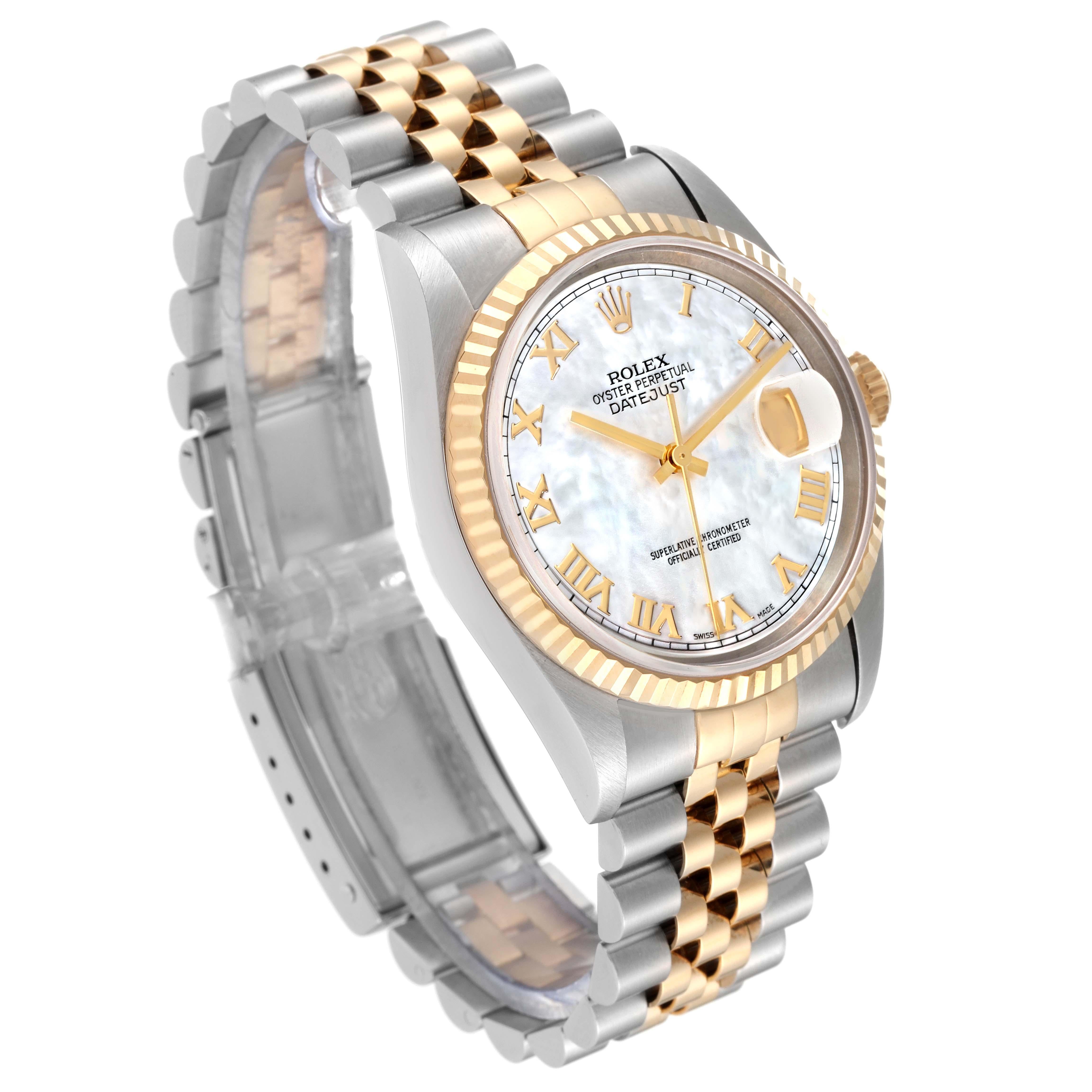 Rolex Datejust Steel Yellow Gold Mother of Pearl Dial Mens Watch 16233 5
