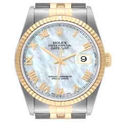 Rolex Datejust Steel Yellow Gold Mother of Pearl Dial Mens Watch 16233