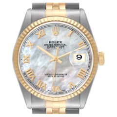 Rolex Datejust Steel Yellow Gold Mother of Pearl Dial Mens Watch 16233