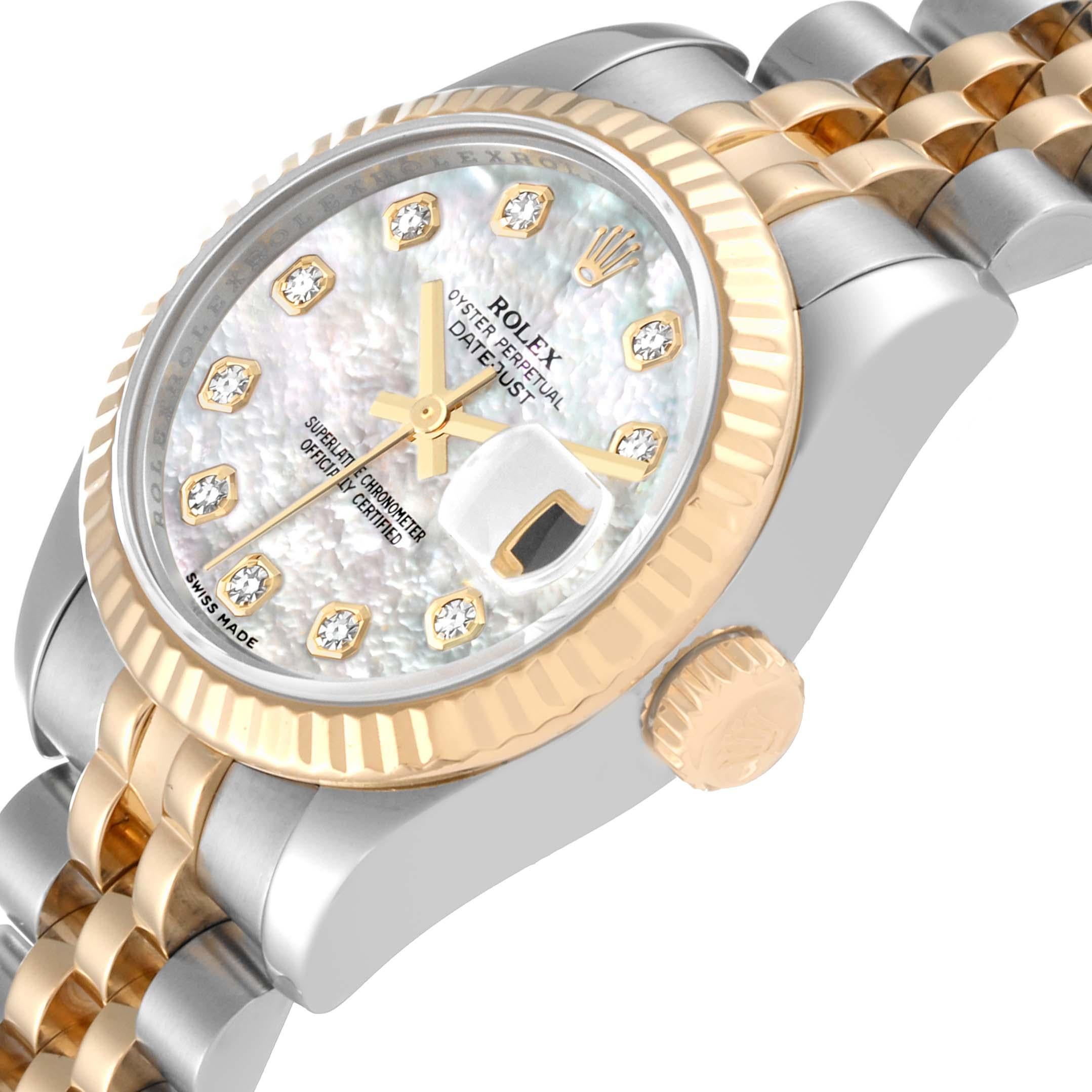 Rolex Datejust Steel Yellow Gold Mother of Pearl Diamond Dial Ladies Watch 3