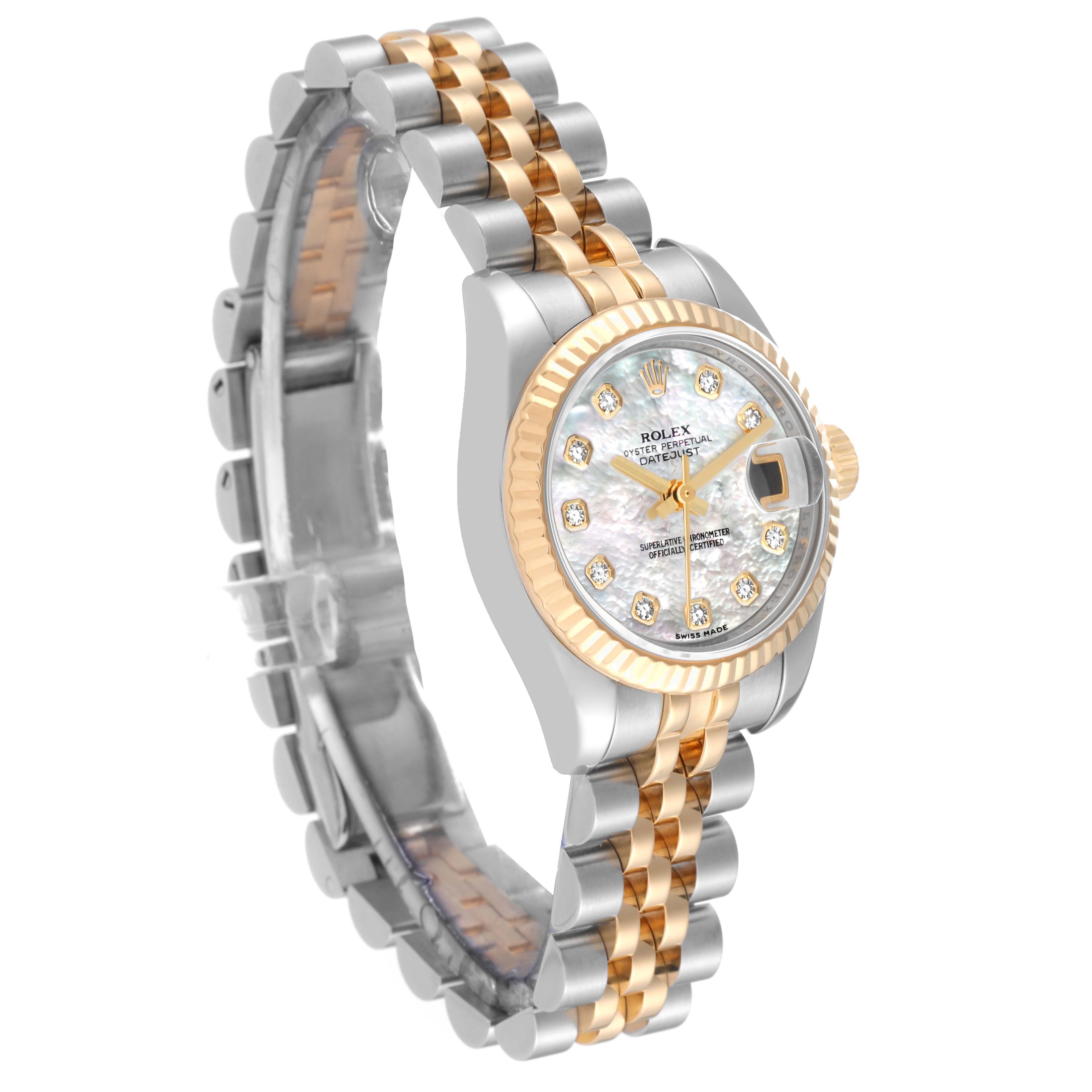 Rolex Datejust Steel Yellow Gold Mother of Pearl Diamond Dial Ladies Watch 4